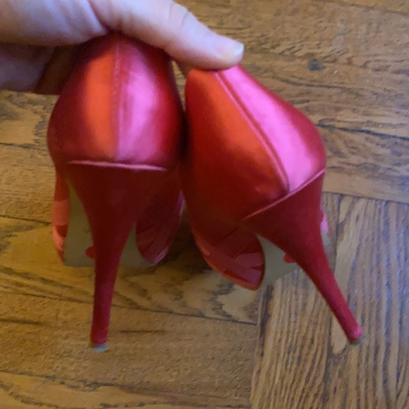 Zara pink satin bow high heel platform peep toe stilettos shoes - Picture 5 of 6